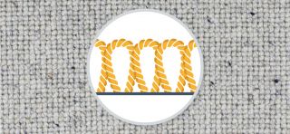 Cross section of yarns in a loop pile carpet